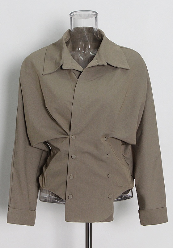 Irregular Solid Color Lapel Shirt + Short Female Half Skirt