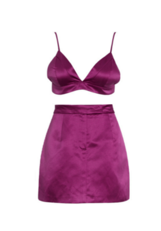 Double-Breasted Suit + Camisole + Half-Body Skirt