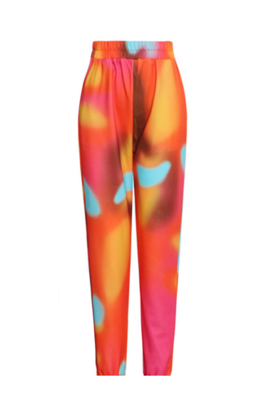 Double-Breasted Printed Suit + Stretchy Drawstring Pants