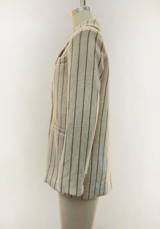 Beige Striped Linen Blazer​
