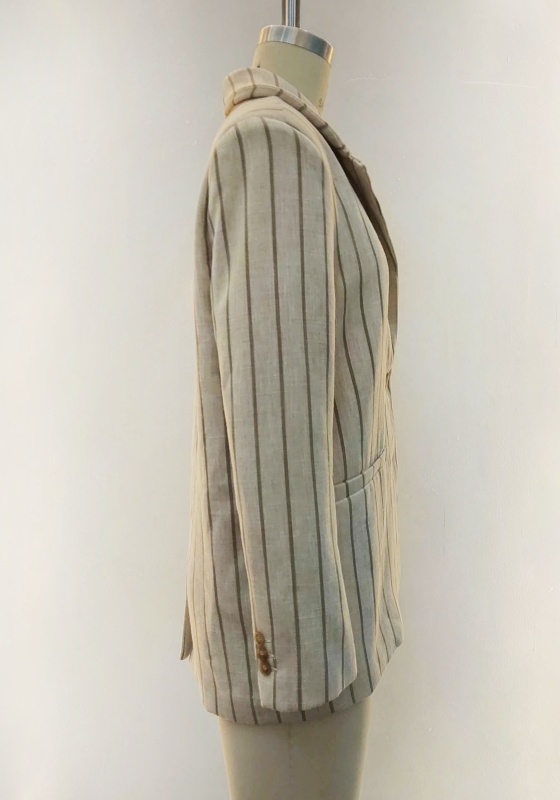Beige Striped Linen Blazer​