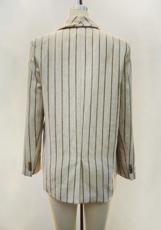Beige Striped Linen Blazer​