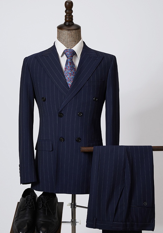 Navy Stripe Double Breasted Suit​