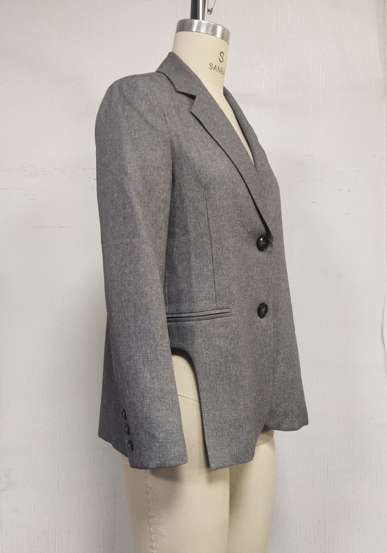 Grey Single Button Blazer
