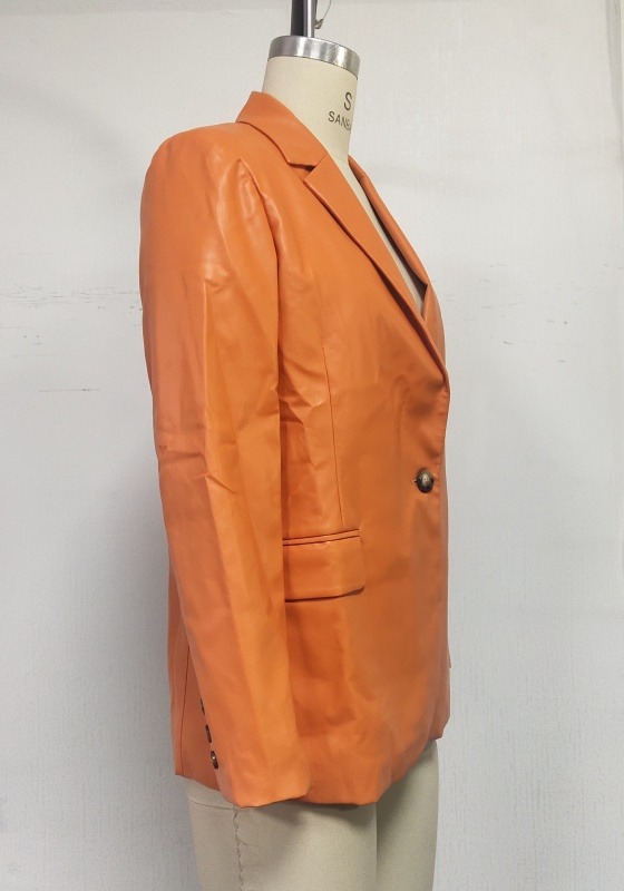 Leather Single Button Blazer