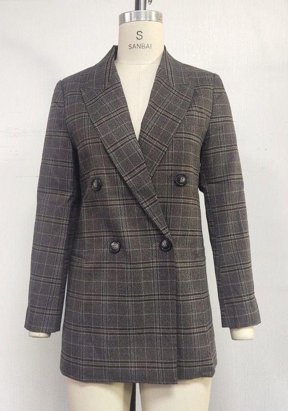 Plaid Double Breasted Blazer