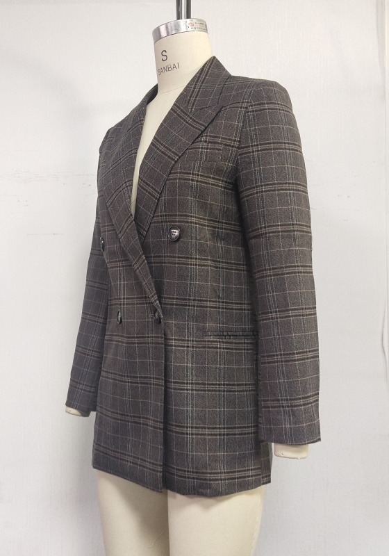 Plaid Double Breasted Blazer
