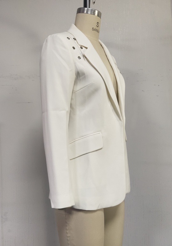 White Slim Open Front Suit