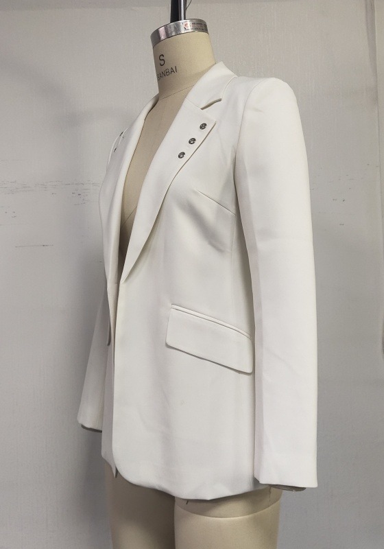 White Slim Open Front Suit