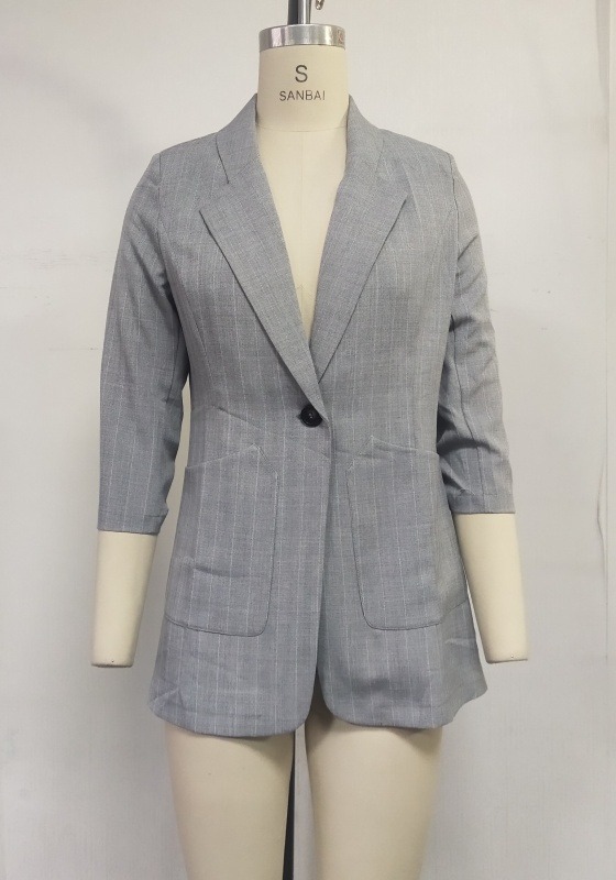 Light Gray Plaid Blazer