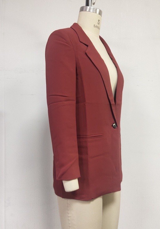 Wine Single Button Blazer
