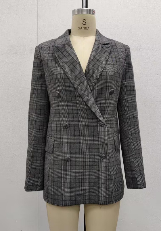 Gray Plaid Double Breasted Suit