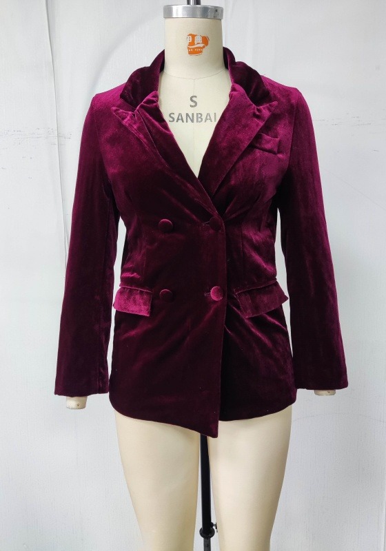 Velvet Double Breasted Blazer
