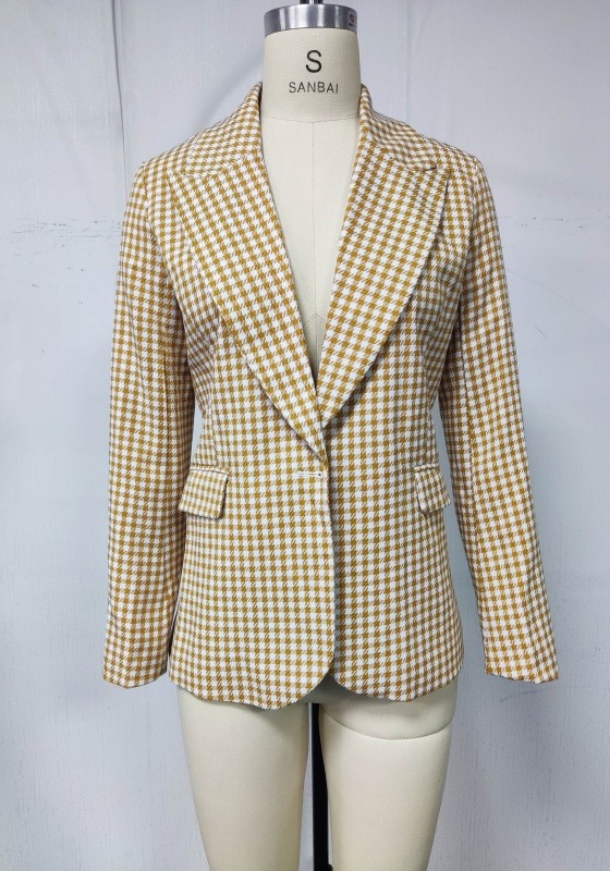 Houndstooth Single Breasted Blazer