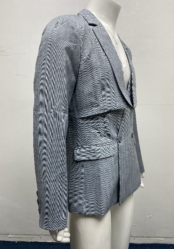 Rib Double Breasted Blazer