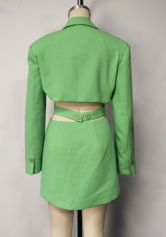 Waist Cutout Button Blazer Dress