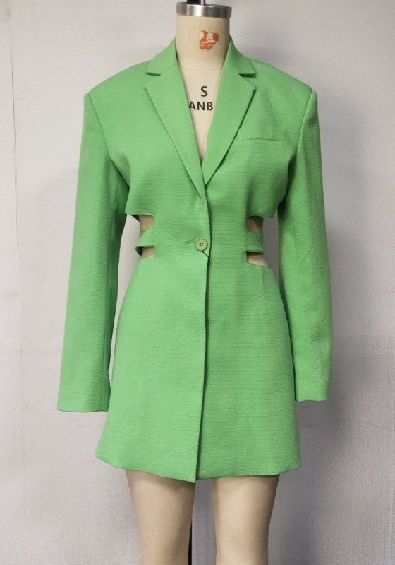 Waist Cutout Button Blazer Dress