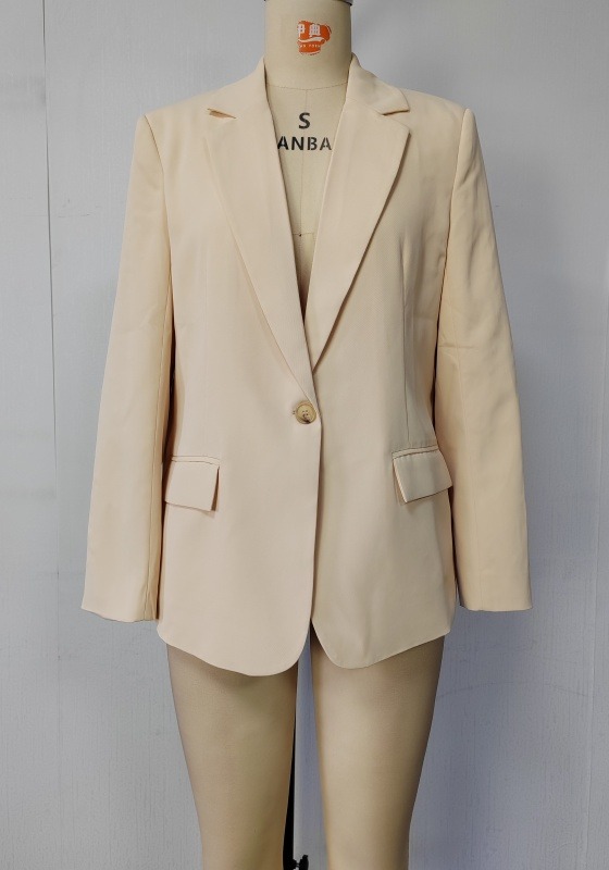 Elegant Single Button Cream Blazer