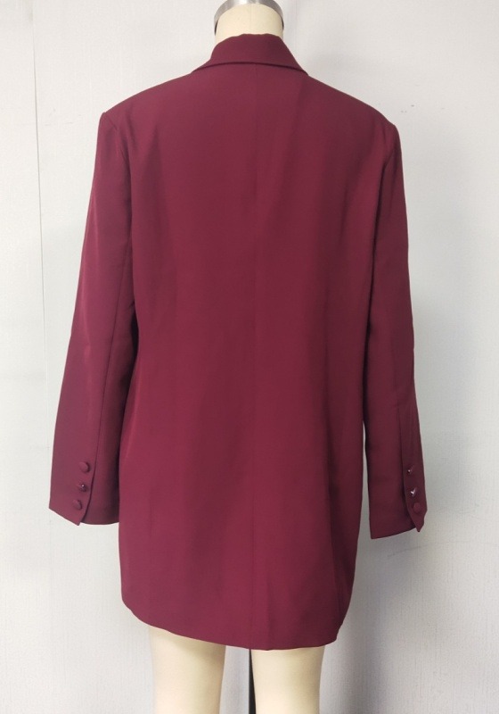 Elegant Double Breasted Wine Blazer