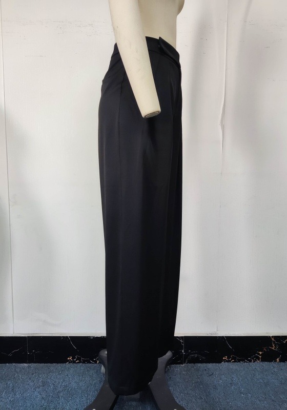 High Waisted Draped Wide Leg Pants