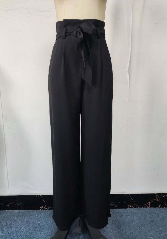 High Waisted Bow Wide Leg Pants