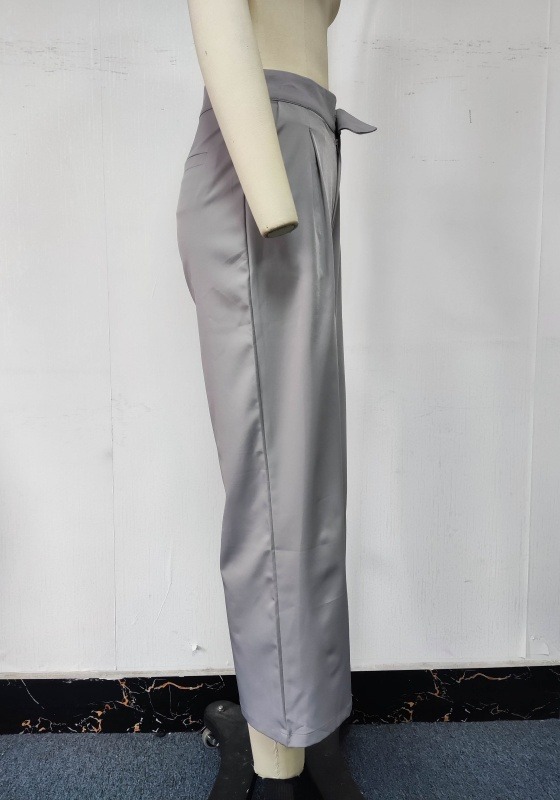 Light Gray Pleated Wide Leg Pants