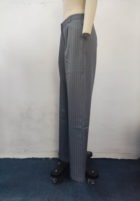 Grey Pinstripe Wide Pants